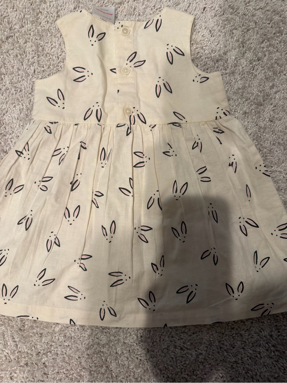 Hanna Andersson Girls Cream Bunny Print Sleeveless Dress with matching bloomers